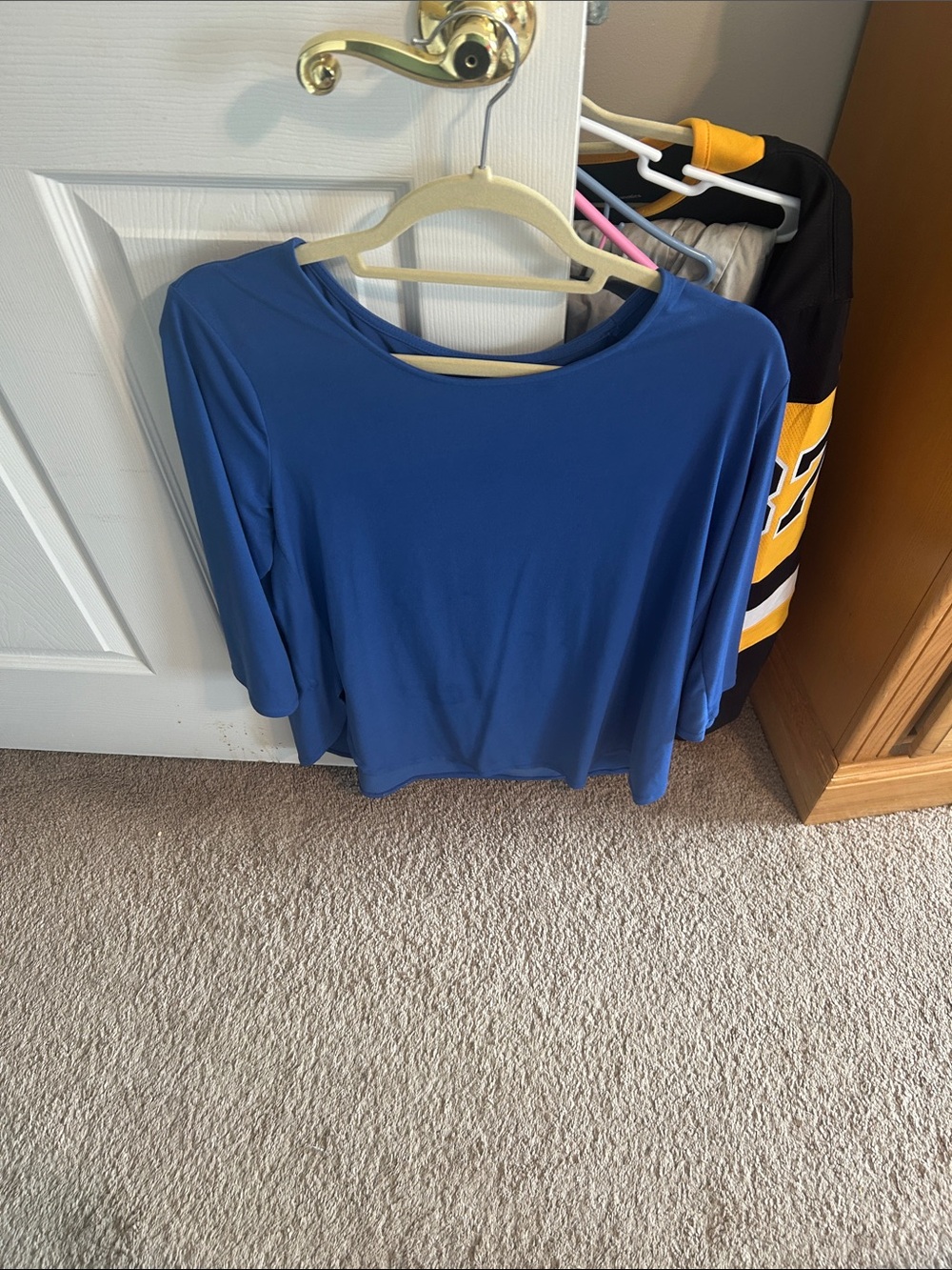 Susan Graver Blue Scoop Neck Long Sleeve Top
